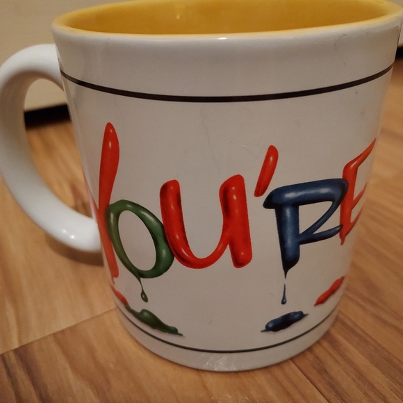 Disney Mickey Mouse Large Coffee Tea Mug You're #1 Painting Yellow Interior - Picture 2 of 7